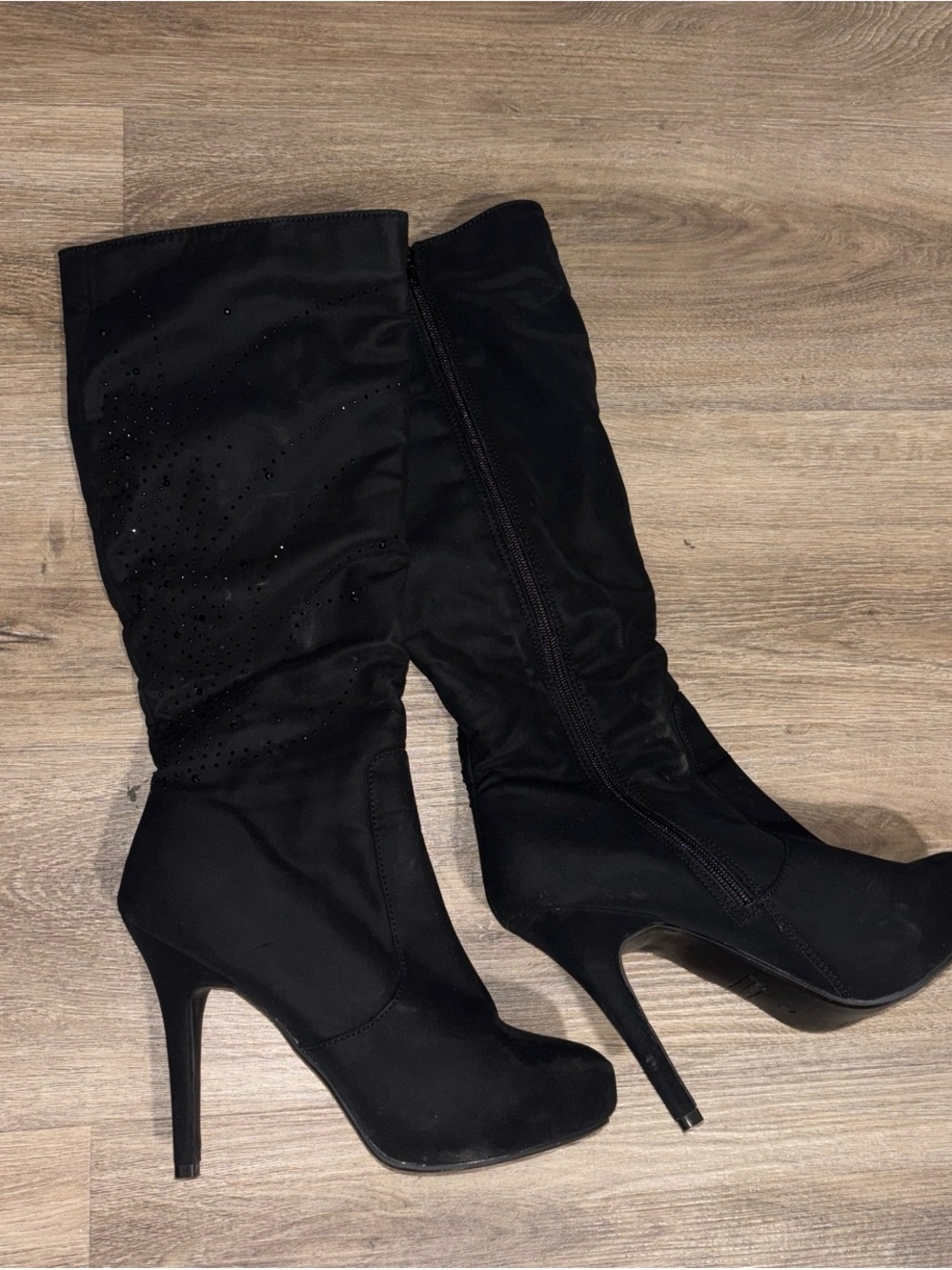 Delicacy Black Knee-High Stiletto Boots